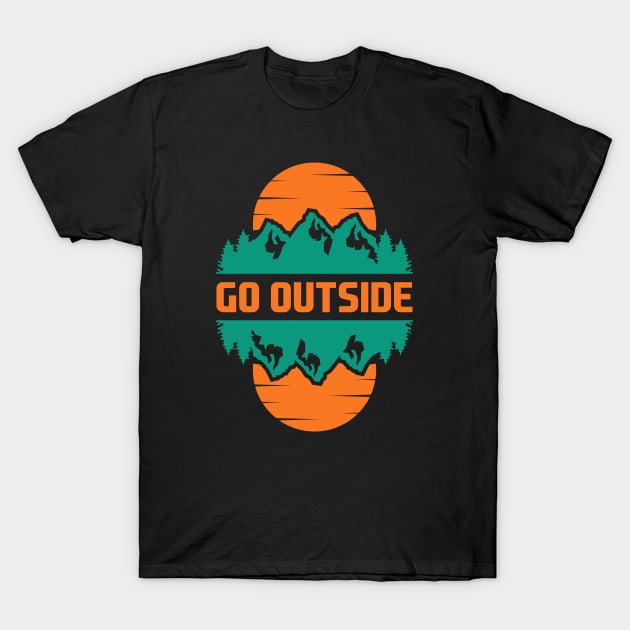 Go Outside Retro Mountain Sunset T-Shirt by JKFDesigns